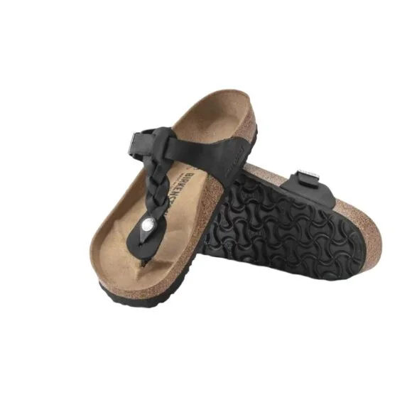 Birkenstock Gizeh Braided - Black Leather Sandals - Picture 2 of 3